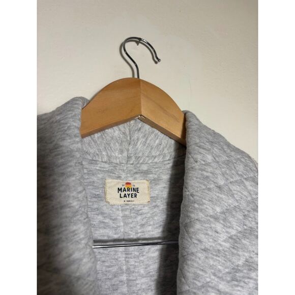 Marine Layer Coatigan Quilted Jacket Blazer Size XS Light Gray Loungewear Cozy - Picture 4 of 6